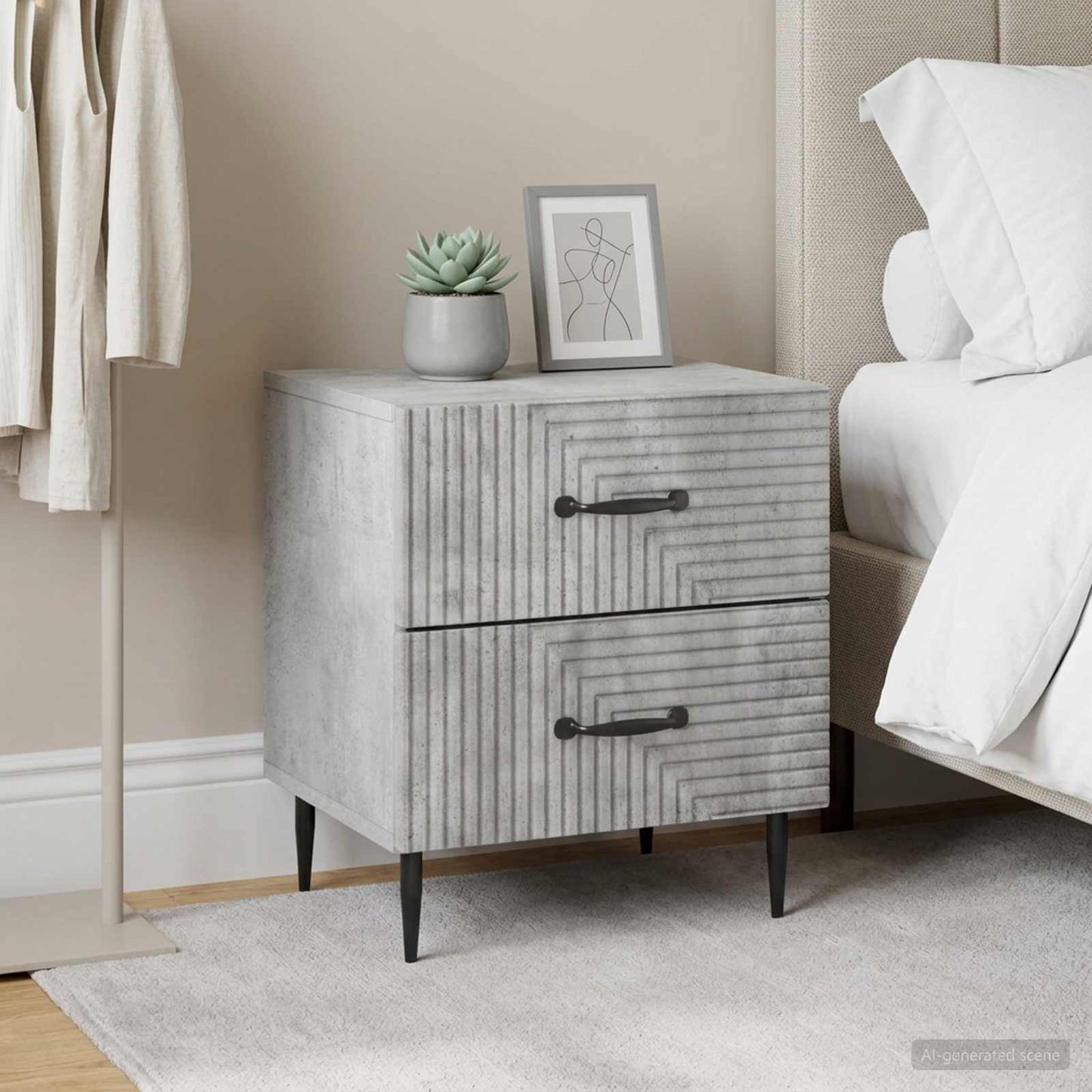 Bedside Cabinet 2 pcs Concrete Grey 43 x 34.5 x 47.5 cm