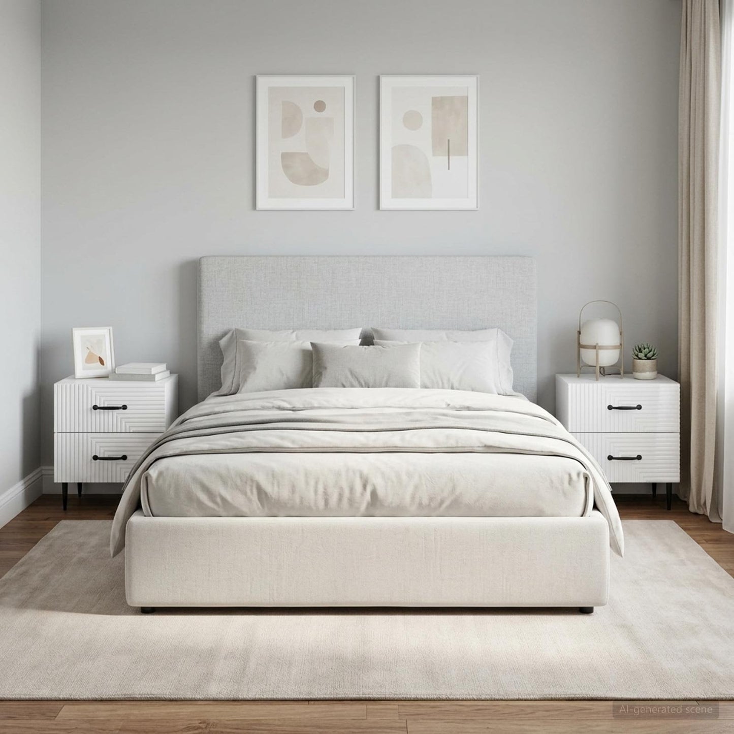 Bedside Cabinet 2 pcs High Gloss White 43 x 34.5 x 47.5 cm