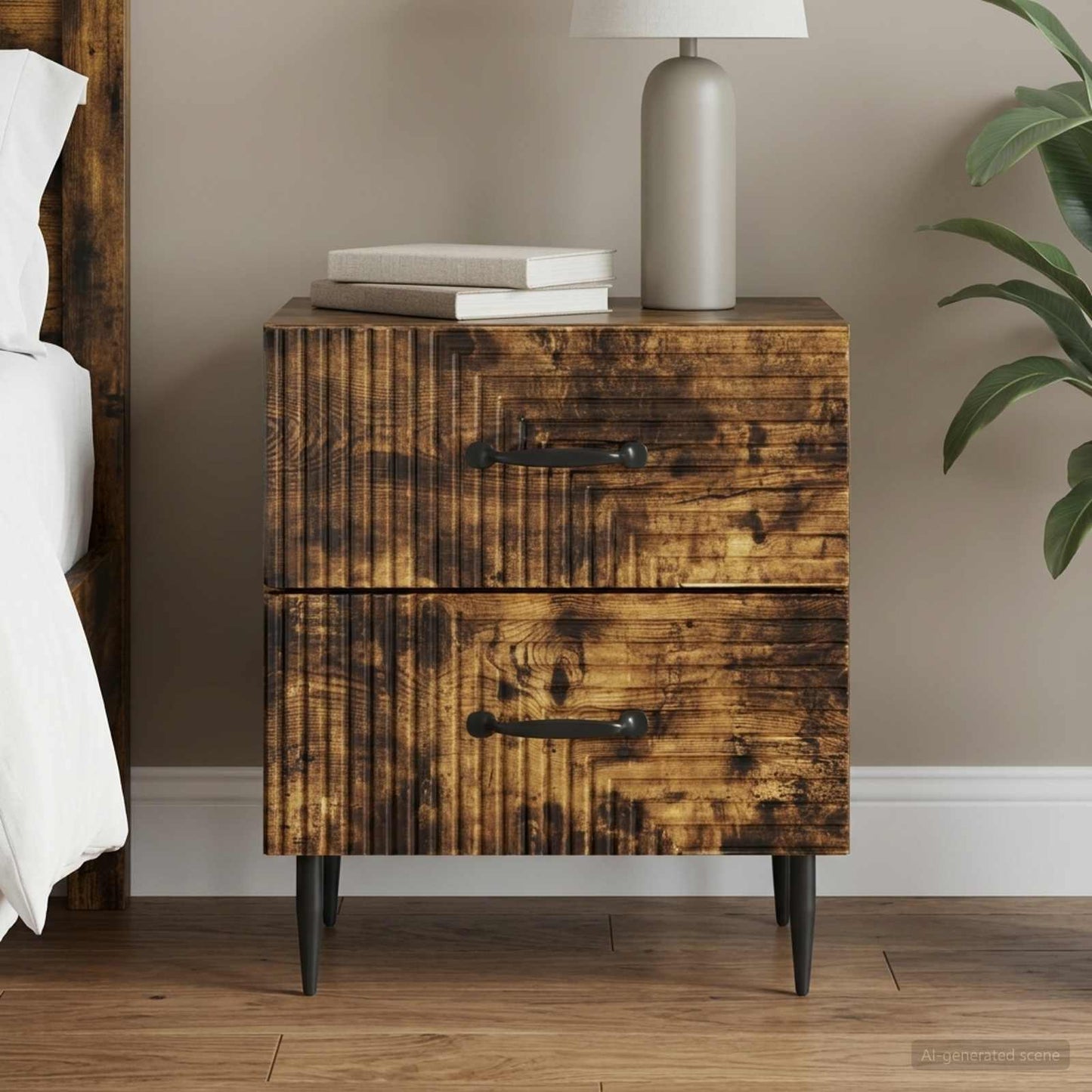Bedside Cabinet Smoked Oak 43 x 34.5 x 47.5 cm Engineered Wood