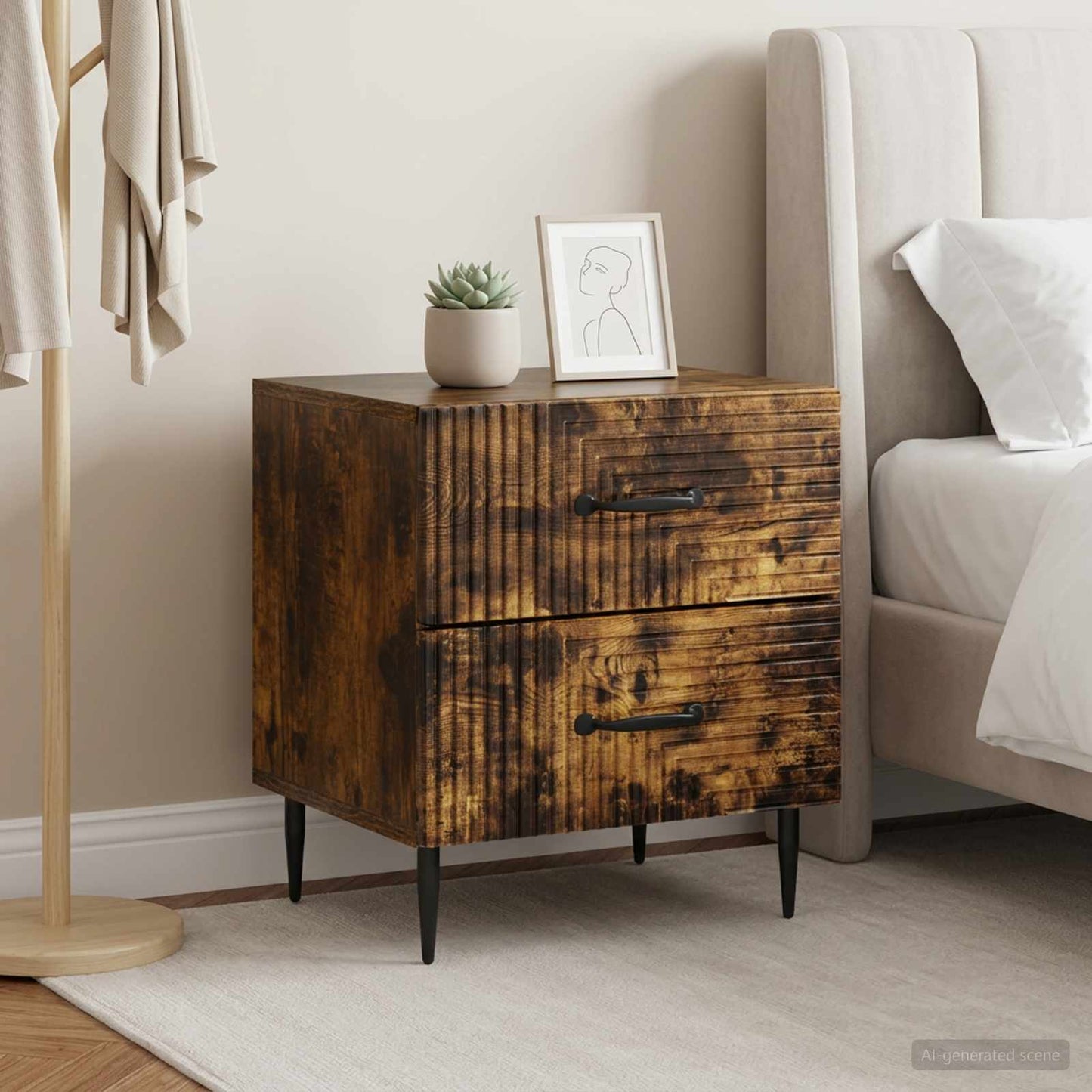 Bedside Cabinet 2 pcs Smoked Oak 43 x 34.5 x 47.5 cm