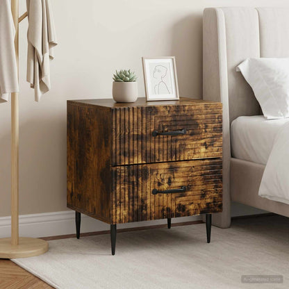 Bedside Cabinet 2 pcs Smoked Oak 43 x 34.5 x 47.5 cm