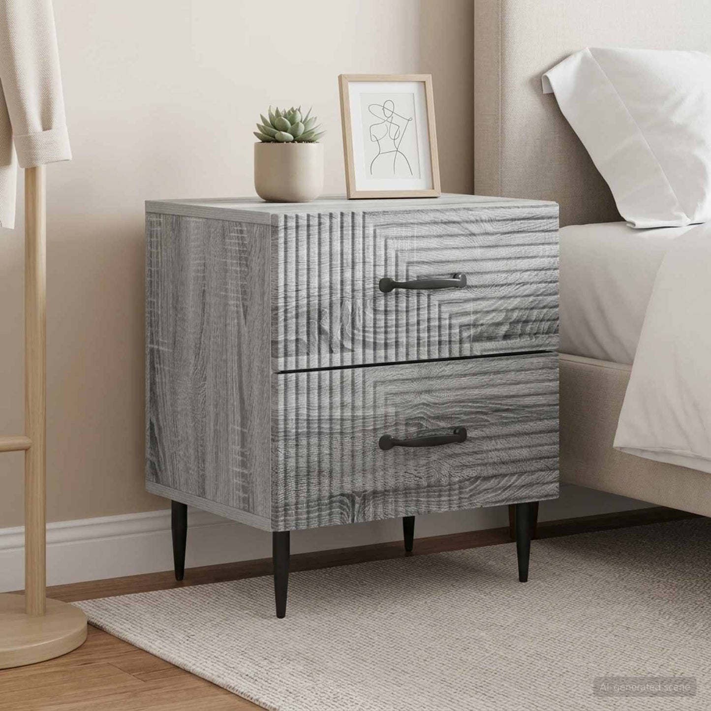 Bedside Cabinet 2 pcs Grey Sonoma 43 x 34.5 x 47.5 cm