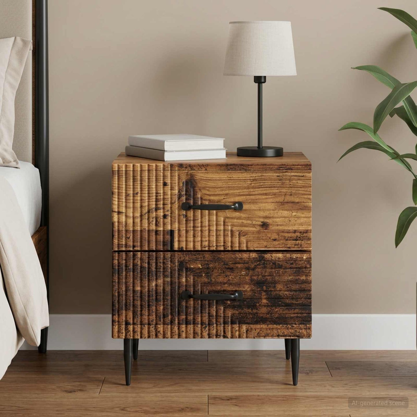Bedside Cabinet Old Wood 43 x 34.5 x 47.5 cm Engineered Wood