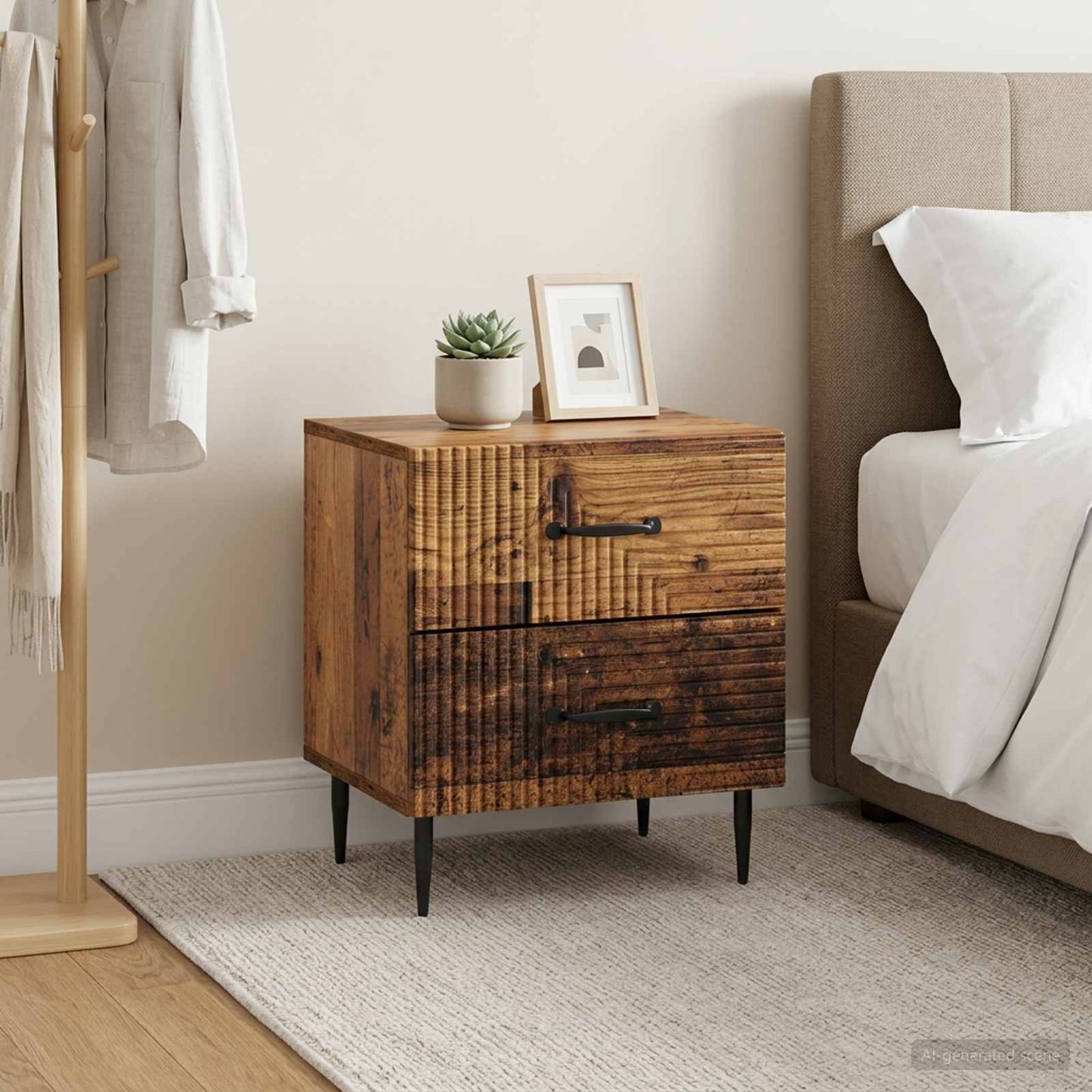 Bedside Cabinet 2 pcs Old Wood 43 x 34.5 x 47.5 cm
