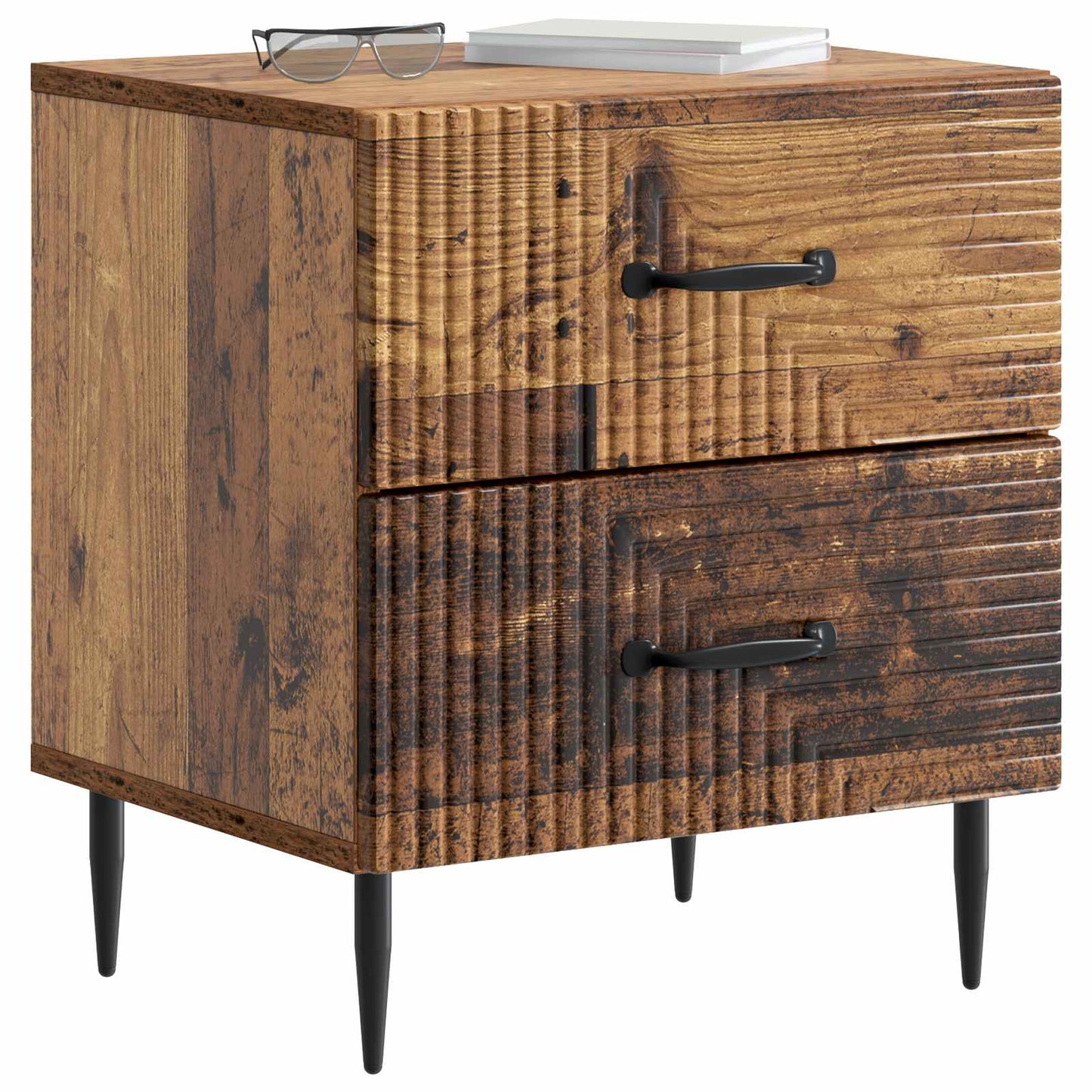 Bedside Cabinet with Drawer 2 pcs Old Wood 43 x 34.5 x 47.5 cm