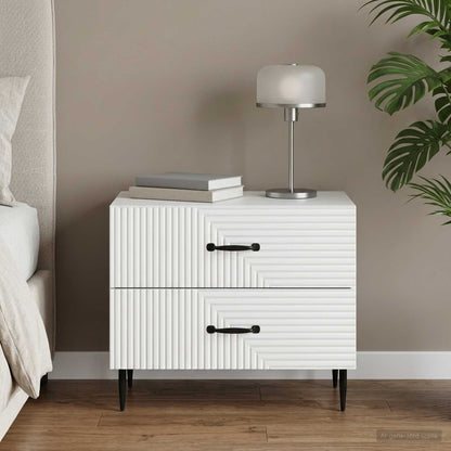 Bedside Cabinet White 62 x 34.5 x 47.5 cm Engineered Wood