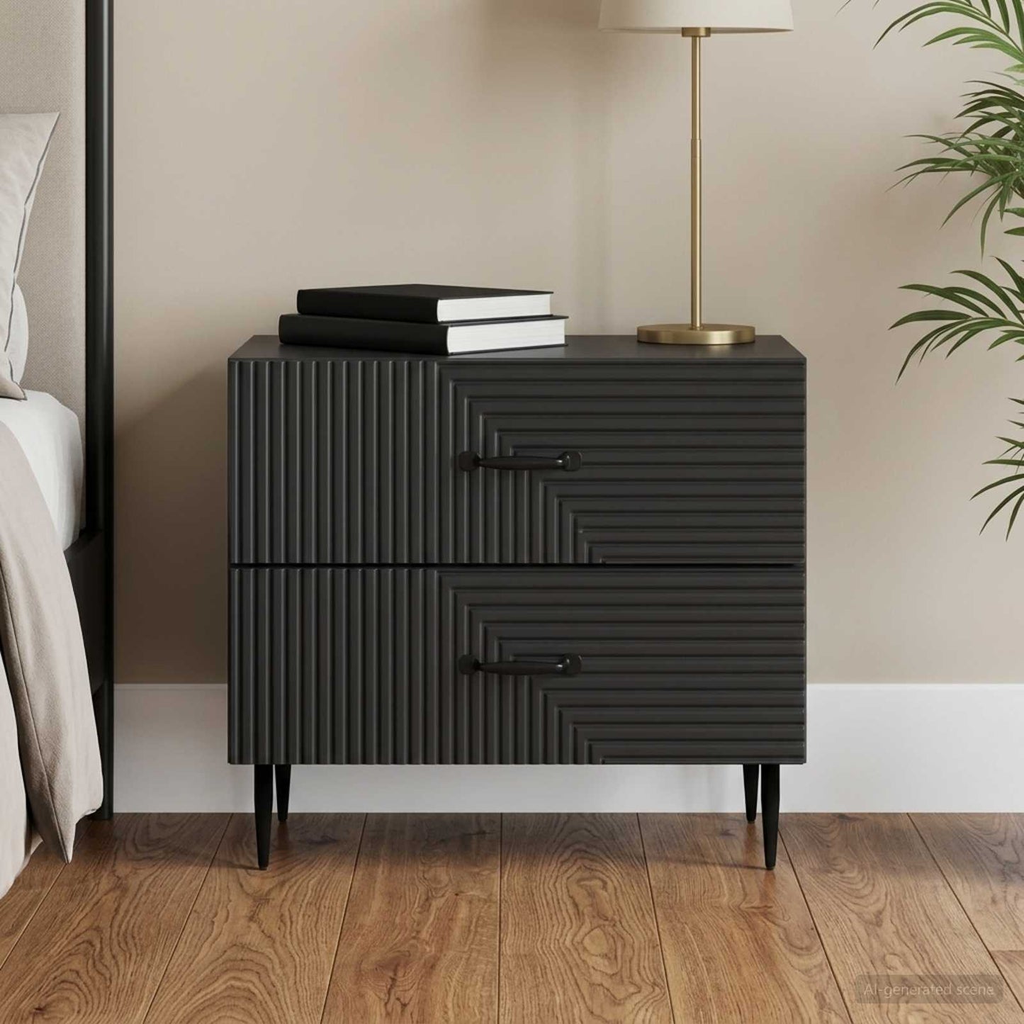 Bedside Cabinet Black 62 x 34.5 x 47.5 cm Engineered Wood