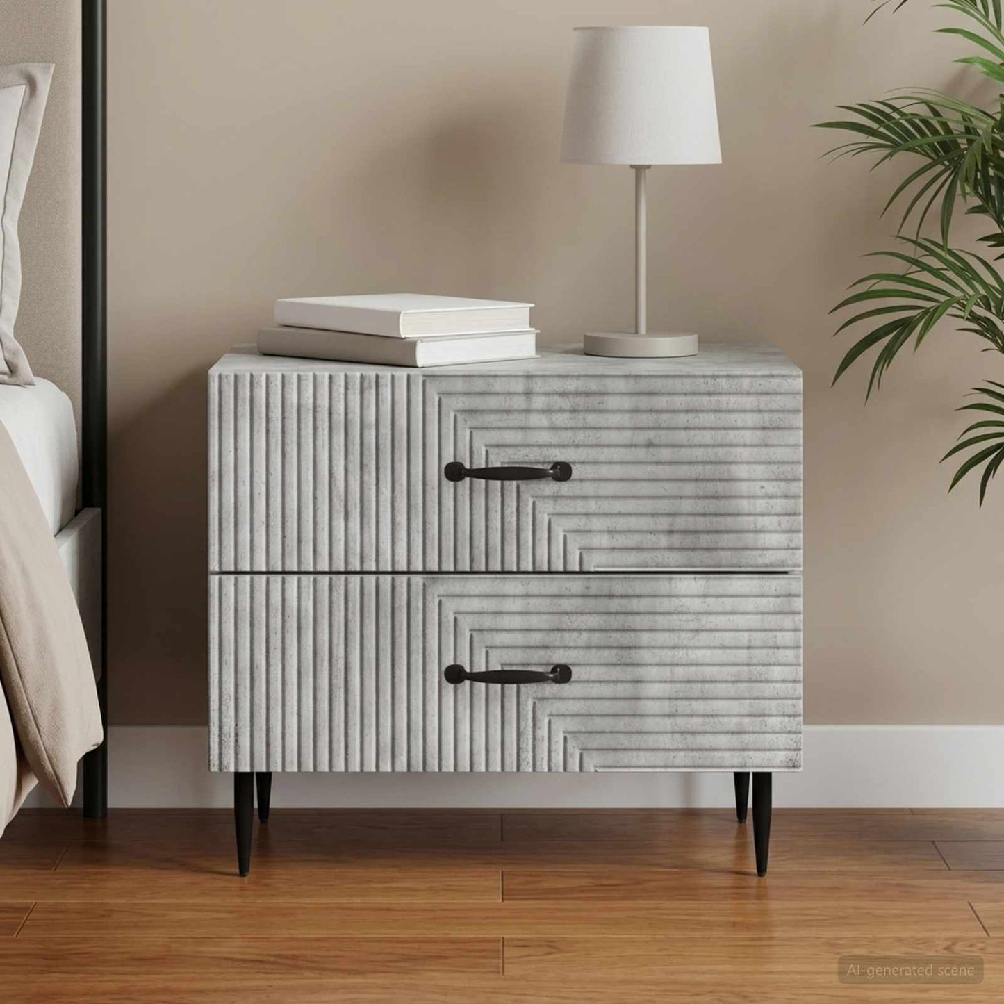 Bedside Cabinet with Drawer Concrete Grey 62 x 34.5 x 47.5 cm