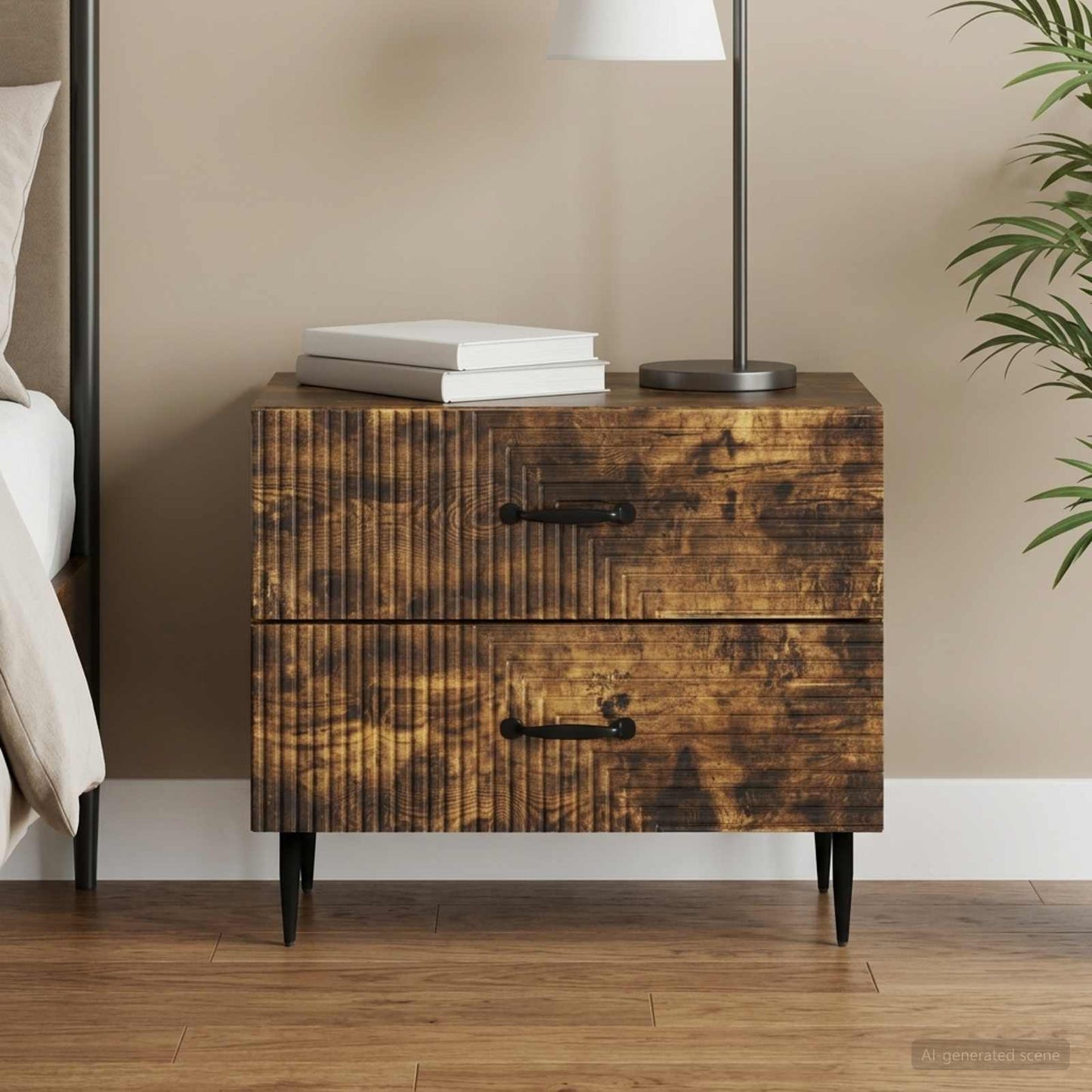 Bedside Cabinet Smoked Oak 62 x 34.5 x 47.5 cm Engineered Wood