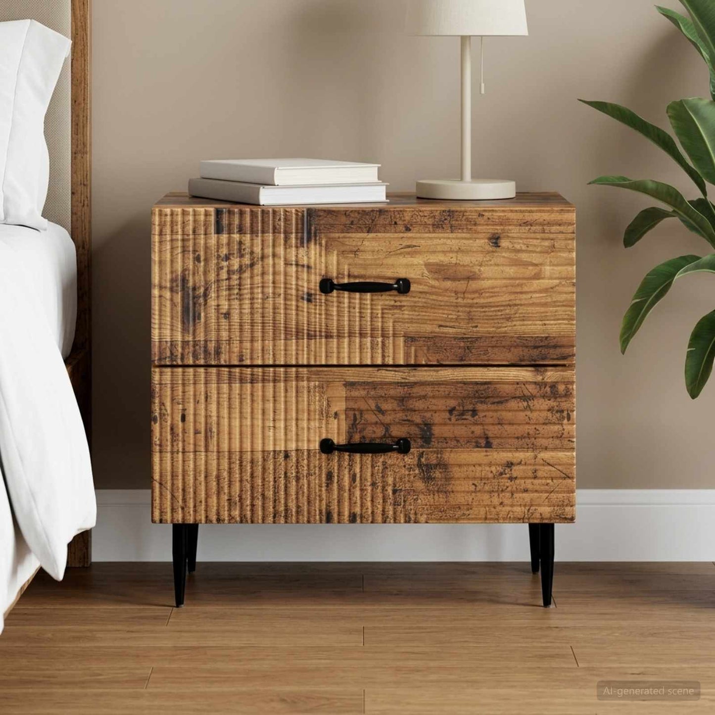 Bedside Cabinet Old Wood 62 x 34.5 x 47.5 cm Engineered Wood
