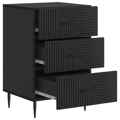 Bedside Cabinet Black 43 x 41 x 66.5 cm Engineered Wood