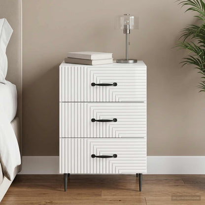 Bedside Cabinet with Drawer High Gloss White 43 x 41 x 66.5 cm