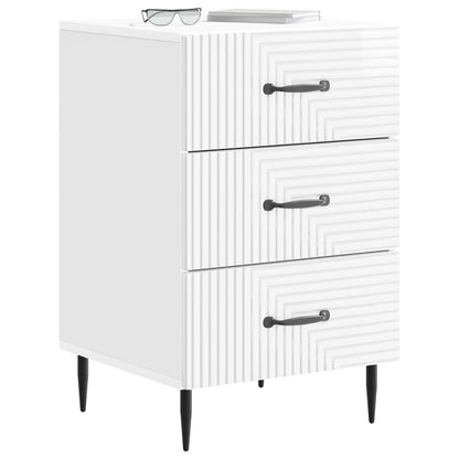 Bedside Cabinet with Drawer High Gloss White 43 x 41 x 66.5 cm