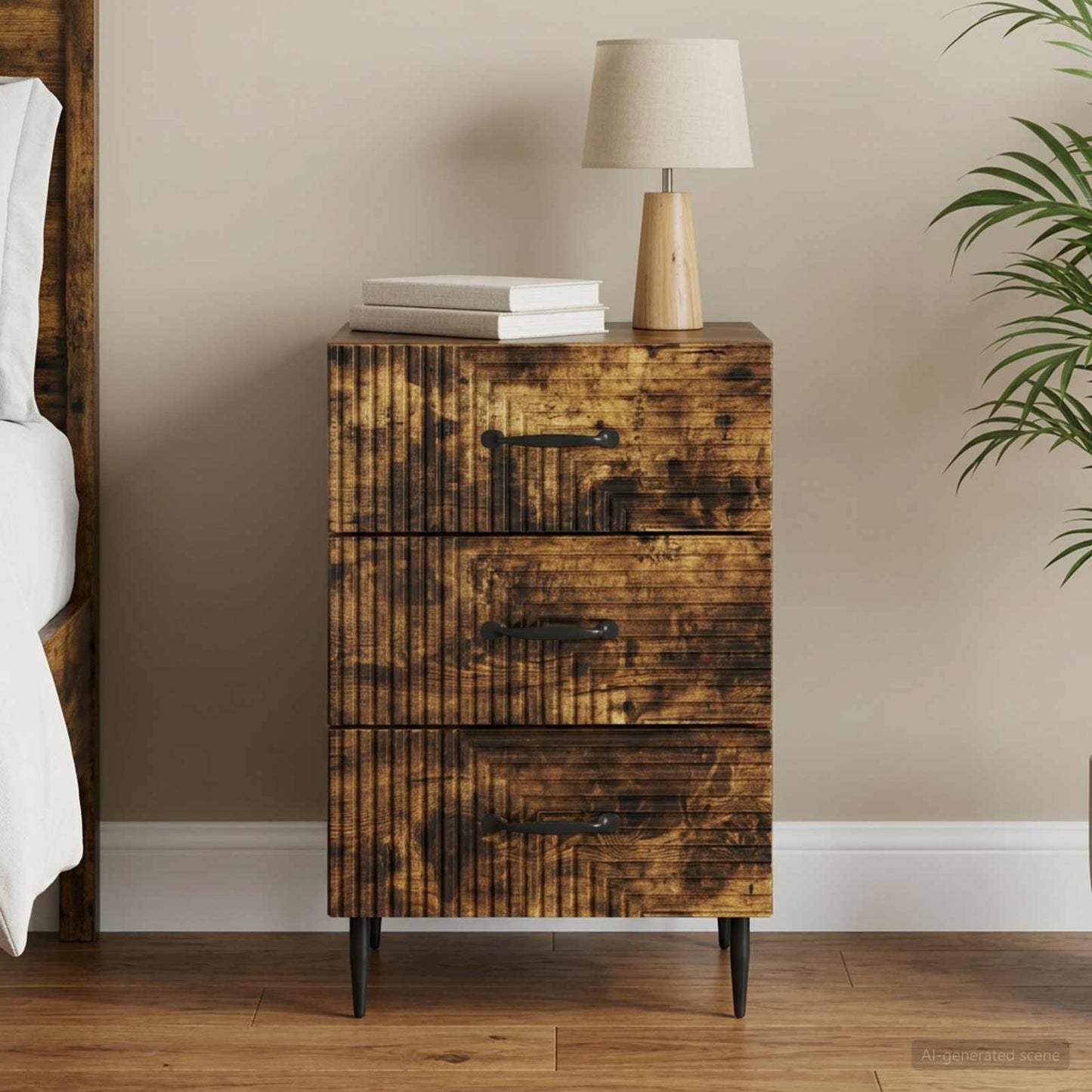 Bedside Cabinet Smoked Oak 43 x 41 x 66.5 cm Engineered Wood