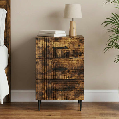 Bedside Cabinet Smoked Oak 43 x 41 x 66.5 cm Engineered Wood