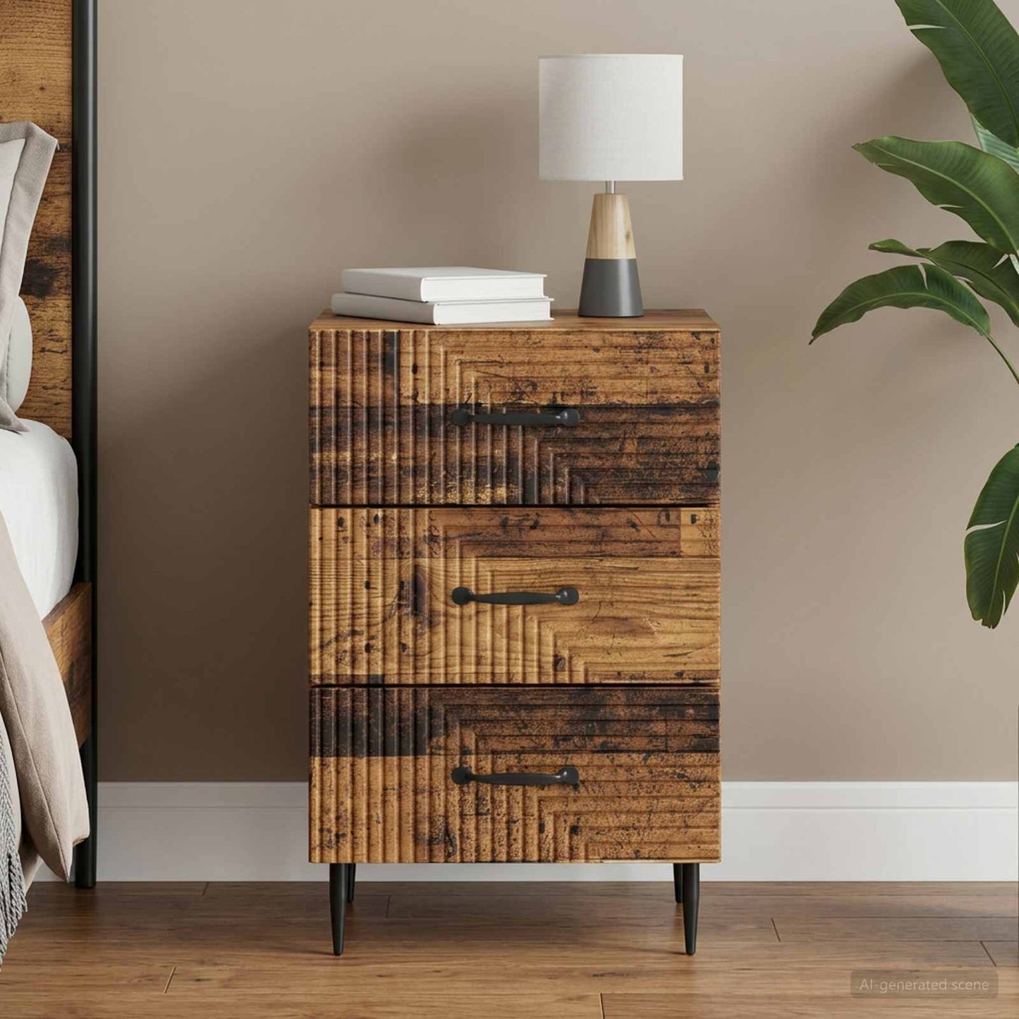 Bedside Cabinet Old Wood 43 x 41 x 66.5 cm Engineered Wood