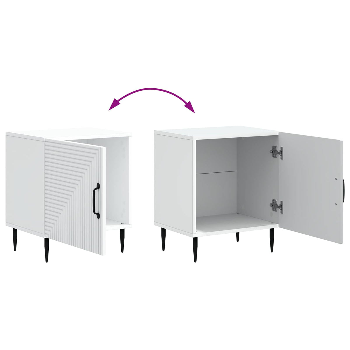 Bedside Cabinet White 43 x 34.5 x 50 cm Engineered Wood