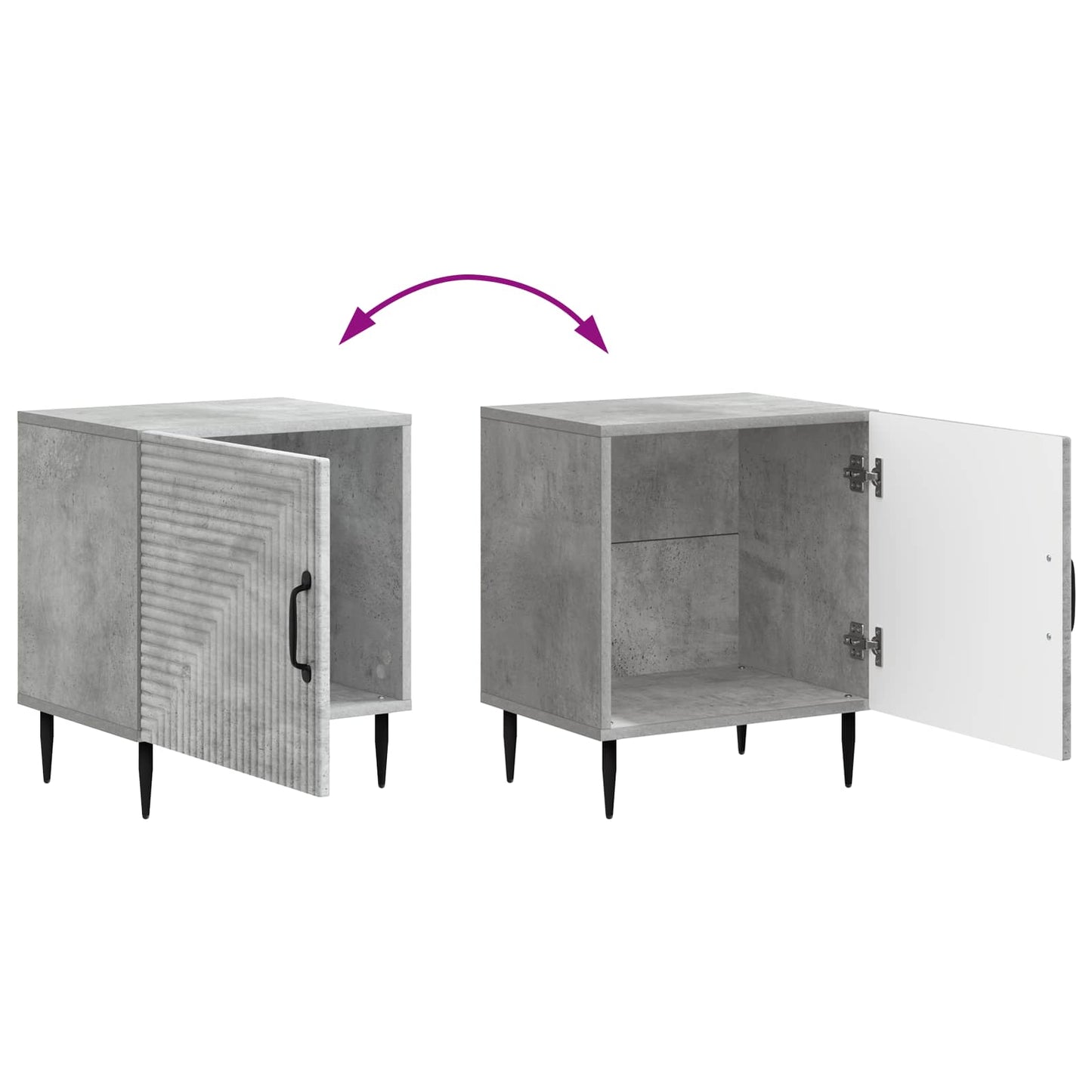 Bedside Cabinet Concrete Grey 43 x 34.5 x 50 cm Engineered Wood