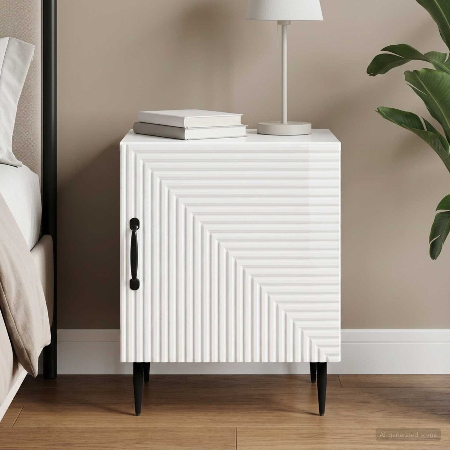 Bedside Cabinet High Gloss White 43 x 34.5 x 50 cm