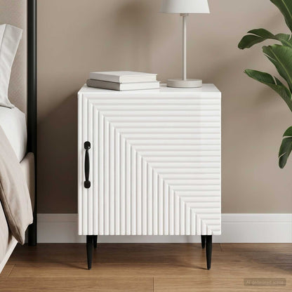 Bedside Cabinet High Gloss White 43 x 34.5 x 50 cm