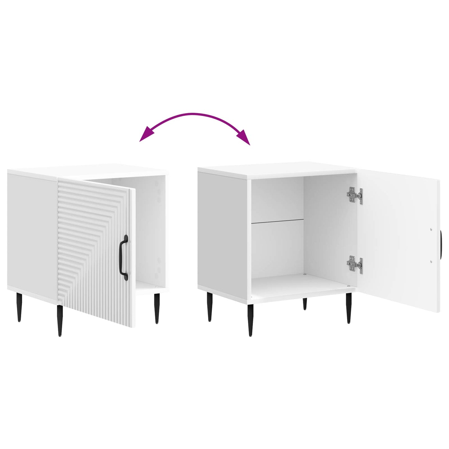 Bedside Cabinet High Gloss White 43 x 34.5 x 50 cm