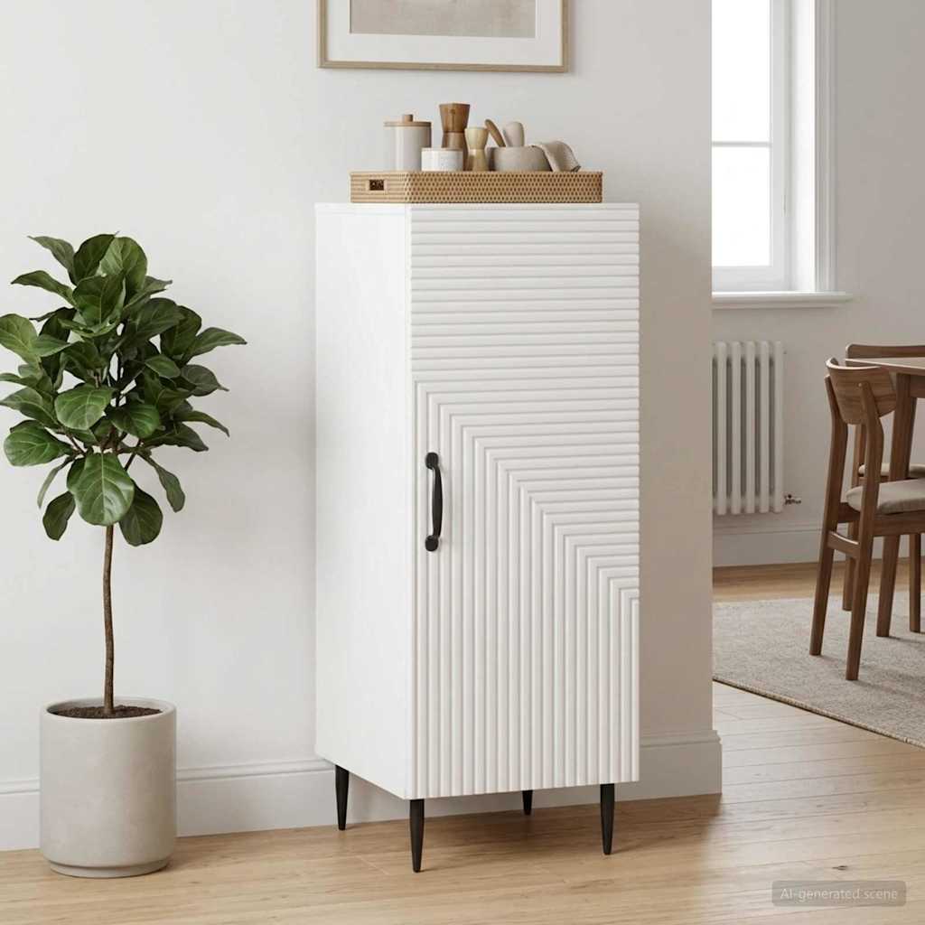 Sideboard High Gloss White 33 x 34.5 x 89.5 cm Engineered Wood