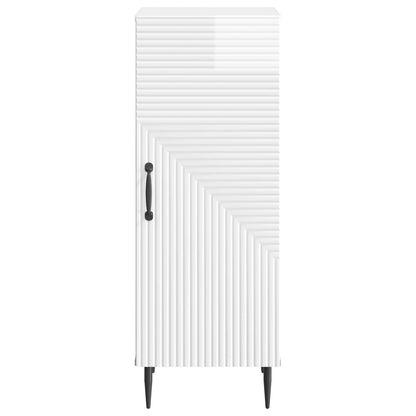 Sideboard High Gloss White 33 x 34.5 x 89.5 cm Engineered Wood