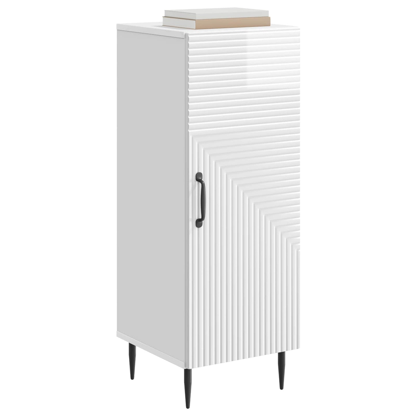 Sideboard High Gloss White 33 x 34.5 x 89.5 cm Engineered Wood