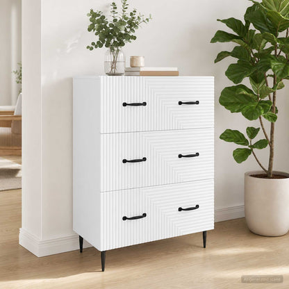 Drawer Cabinet White 66 x 34.5 x 89.5 cm Engineered Wood