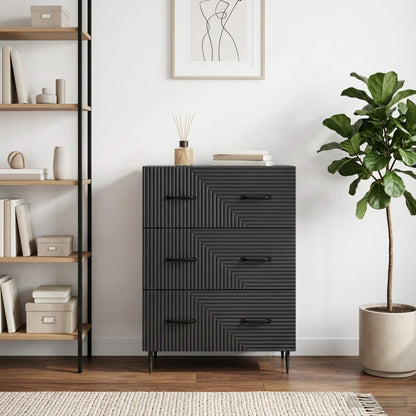Drawer Cabinet Black 66 x 34.5 x 89.5 cm Engineered Wood