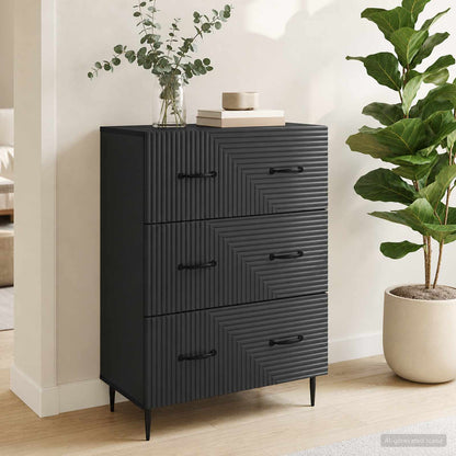 Drawer Cabinet Black 66 x 34.5 x 89.5 cm Engineered Wood