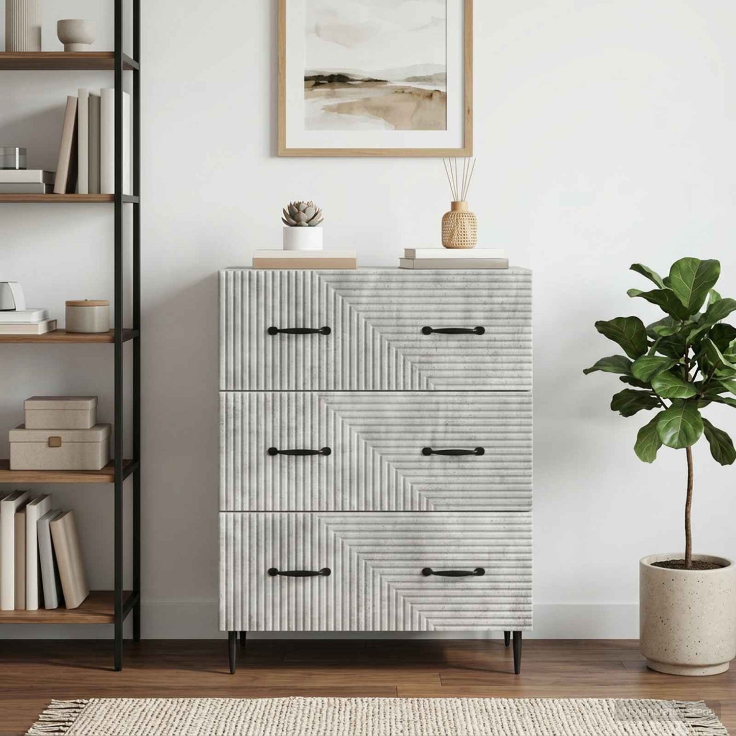 Drawer Cabinet Concrete Grey 66 x 34.5 x 89.5 cm
