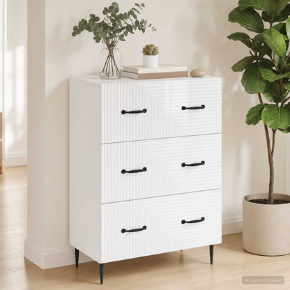 Drawer Cabinet High Gloss White 66 x 34.5 x 89.5 cm