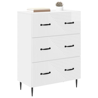 Drawer Cabinet High Gloss White 66 x 34.5 x 89.5 cm