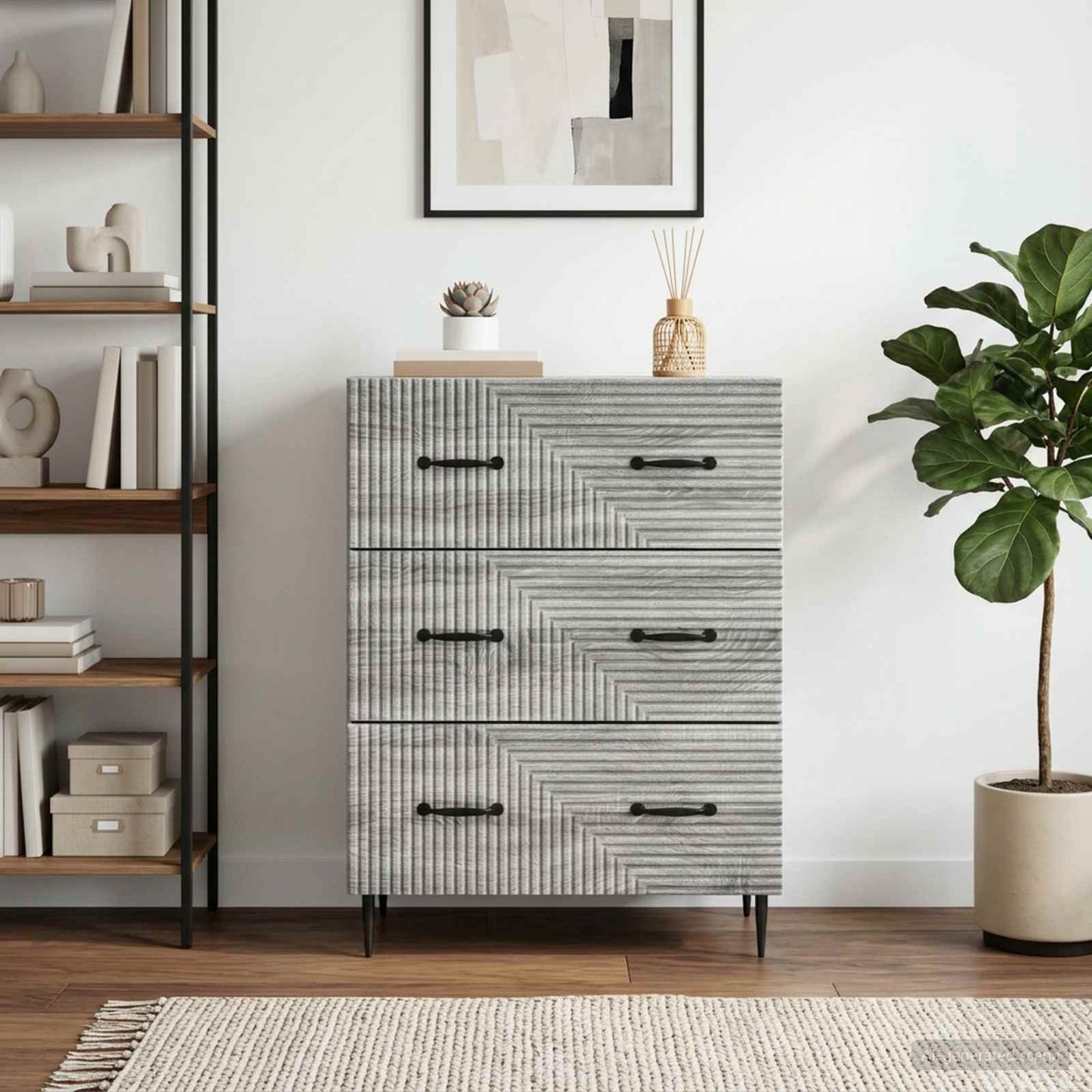Drawer Cabinet Grey Sonoma 66 x 34.5 x 89.5 cm Engineered Wood
