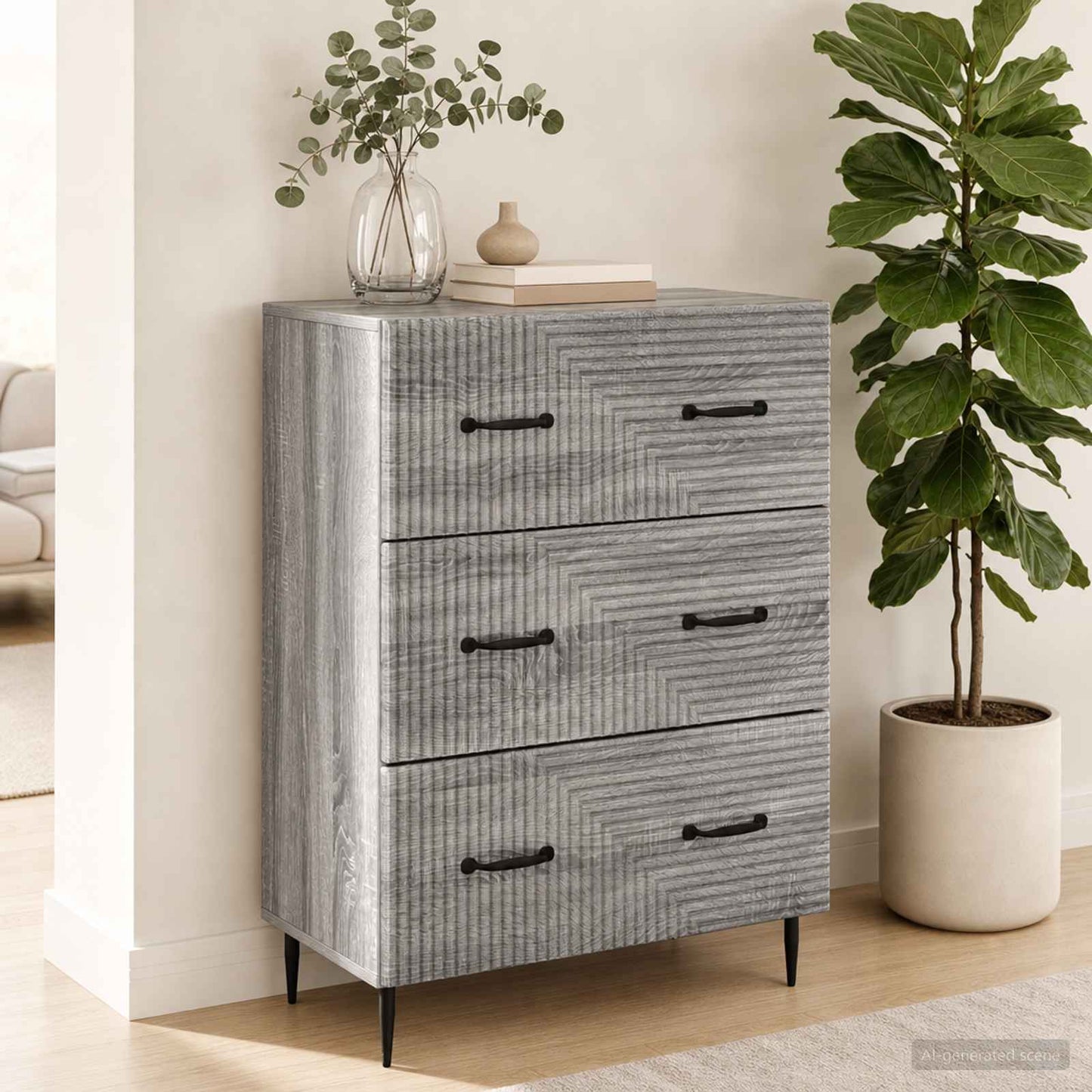 Drawer Cabinet Grey Sonoma 66 x 34.5 x 89.5 cm Engineered Wood