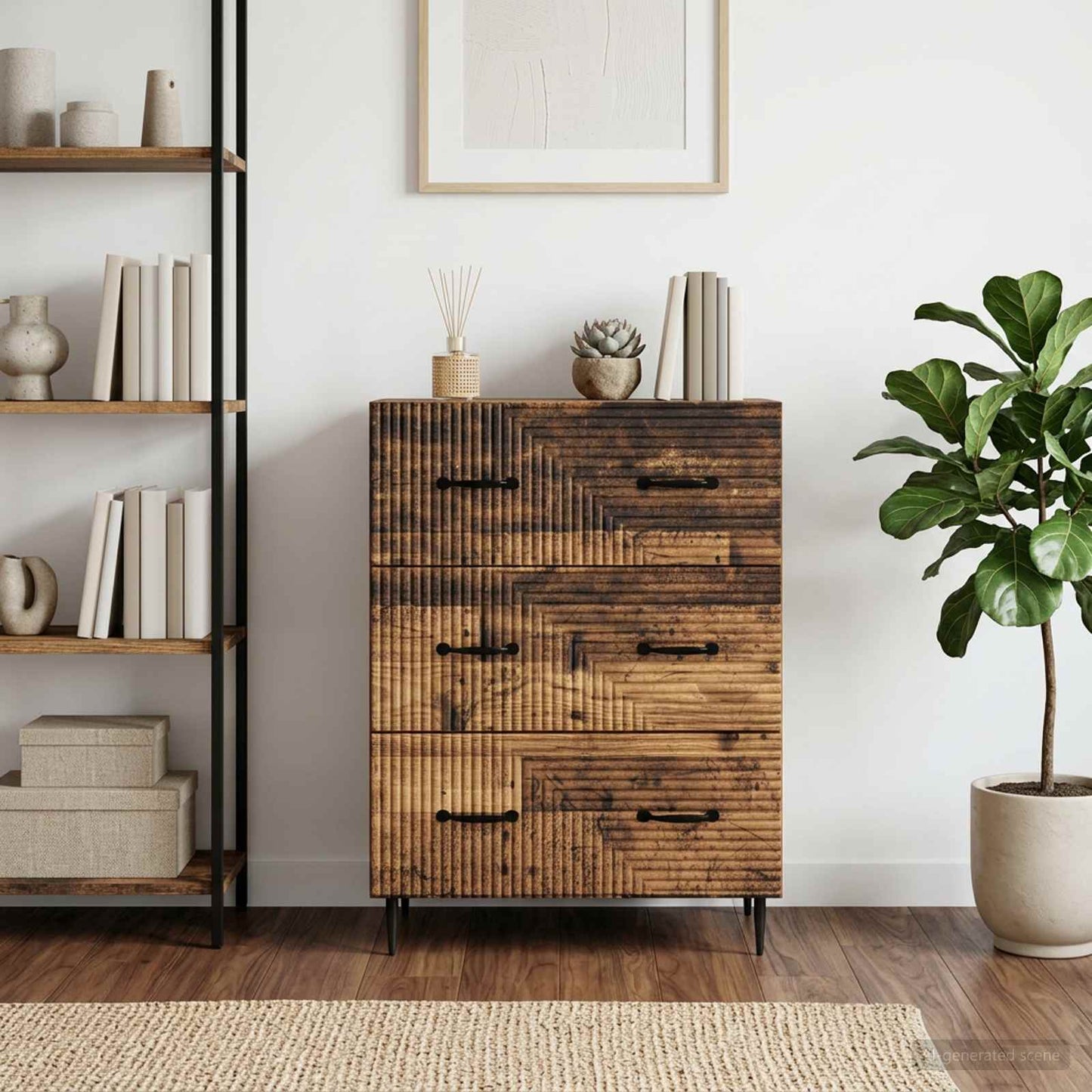 Drawer Cabinet Old Wood 66 x 34.5 x 89.5 cm Engineered Wood