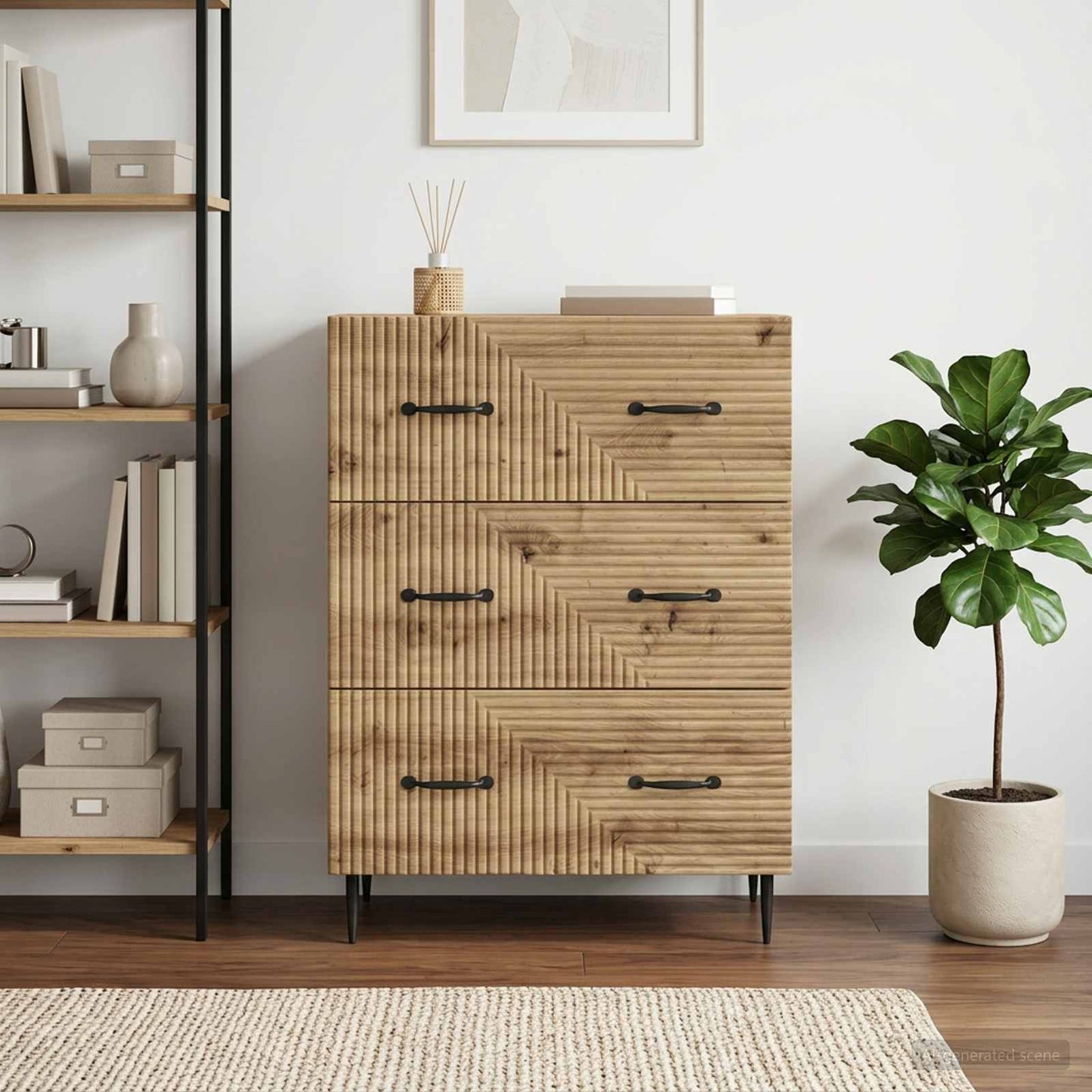 Drawer Cabinet 66 x 34.5 x 89.5 cm Engineered Wood Artisan Oak