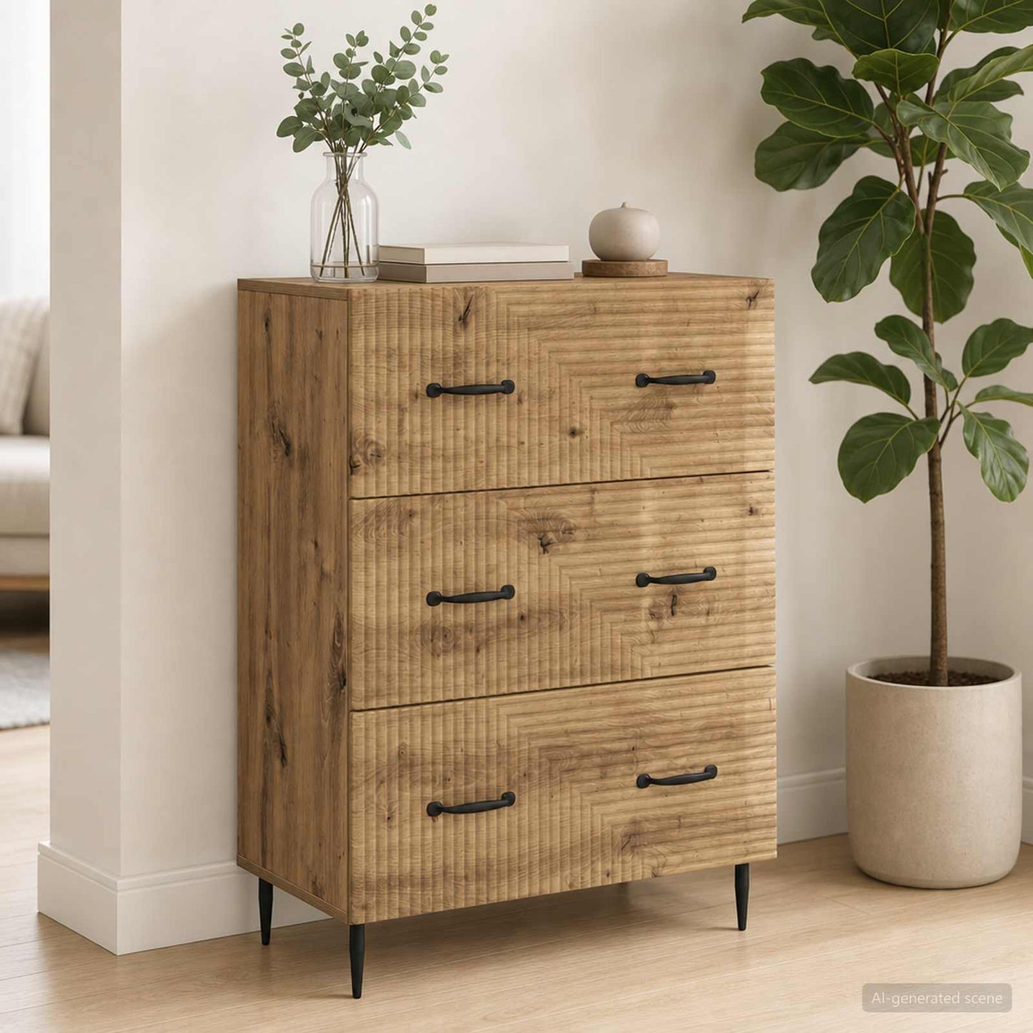 Drawer Cabinet 66 x 34.5 x 89.5 cm Engineered Wood Artisan Oak