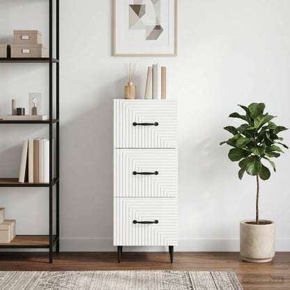 Drawer Cabinet White 33 x 34.5 x 89.5 cm Engineered Wood