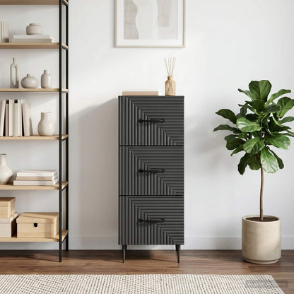 Drawer Cabinet Black 33 x 34.5 x 89.5 cm Engineered Wood