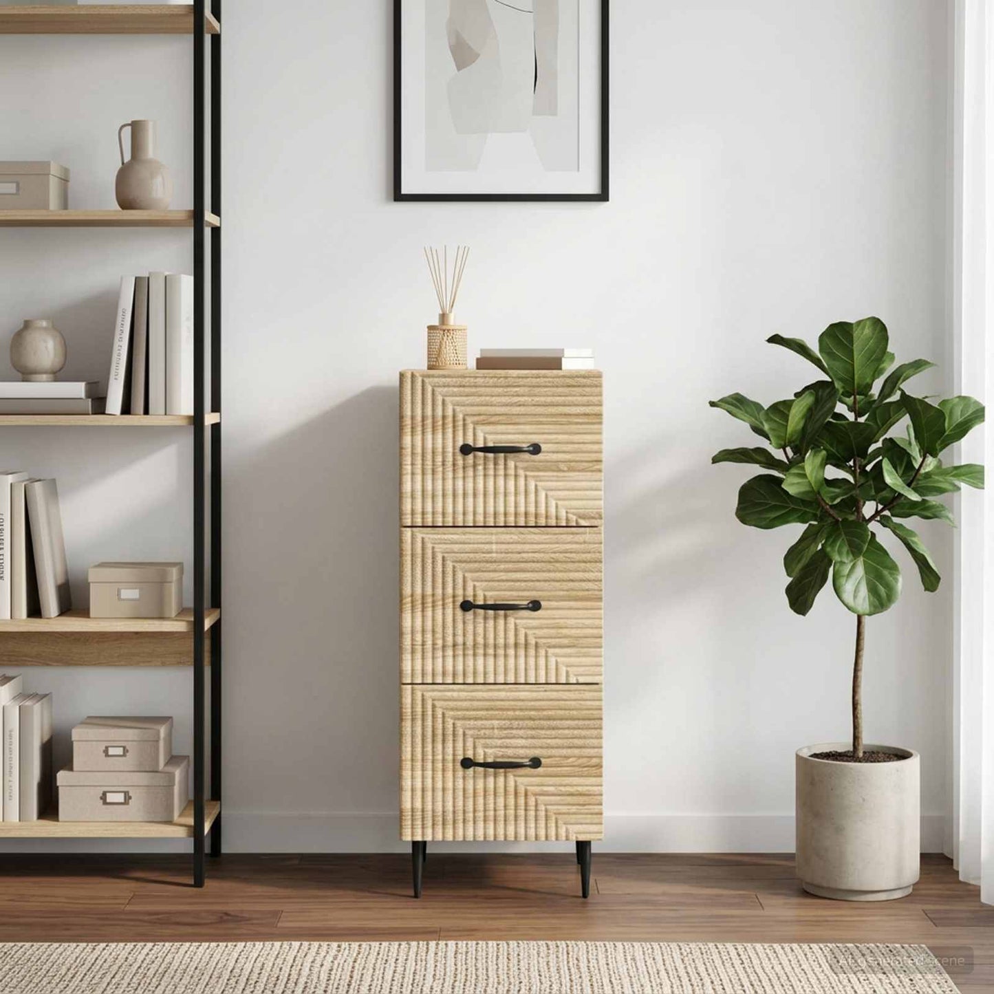 Drawer Cabinet Sonoma Oak 33 x 34.5 x 89.5 cm Engineered Wood
