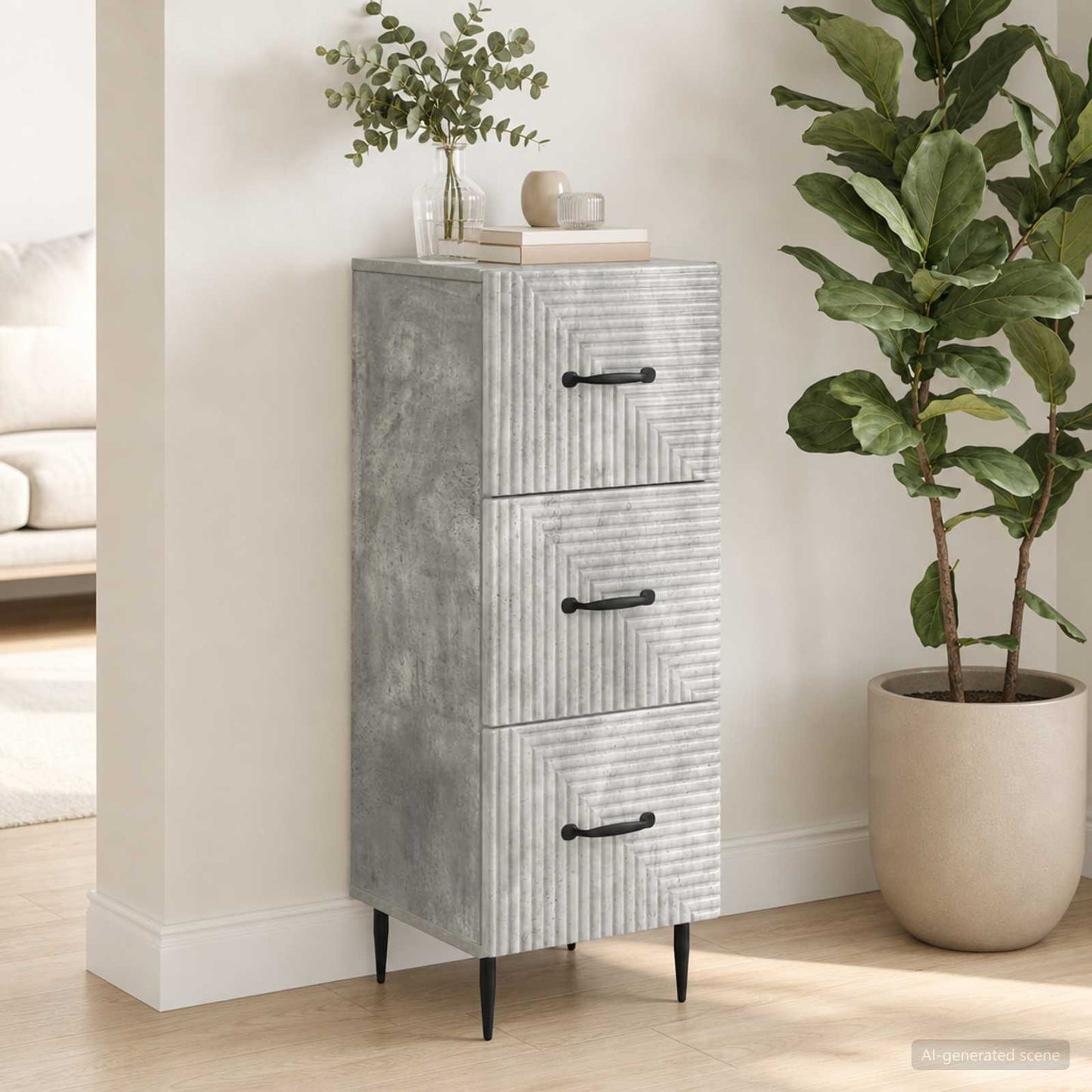 Drawer Cabinet Concrete Grey 33 x 34.5 x 89.5 cm