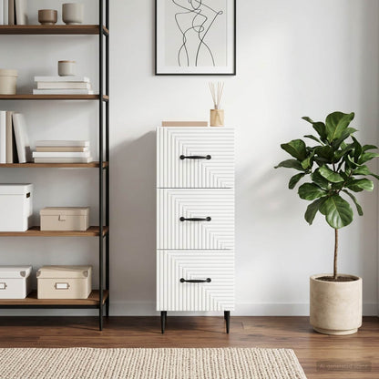 Drawer Cabinet High Gloss White 33 x 34.5 x 89.5 cm