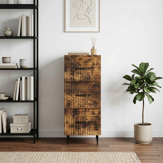 Drawer Cabinet Smoked Oak 33 x 34.5 x 89.5 cm Engineered Wood