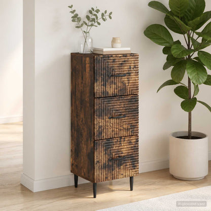 Drawer Cabinet Smoked Oak 33 x 34.5 x 89.5 cm Engineered Wood