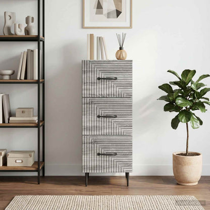 Drawer Cabinet Grey Sonoma 33 x 34.5 x 89.5 cm Engineered Wood