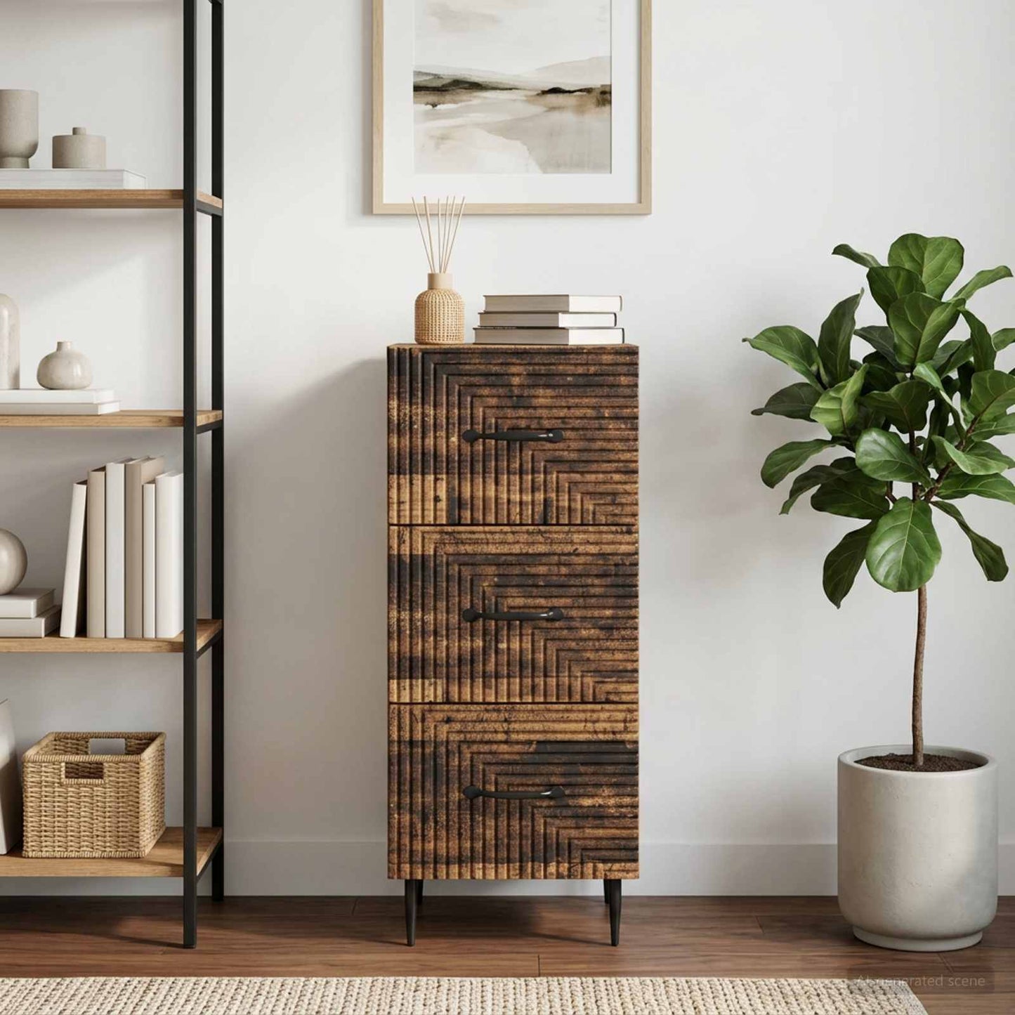Drawer Cabinet Old Wood 33 x 34.5 x 89.5 cm Engineered Wood