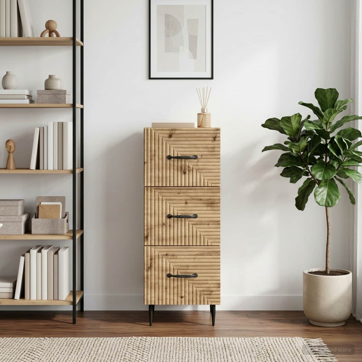 Drawer Cabinet 33 x 34.5 x 89.5 cm Engineered Wood Artisan Oak