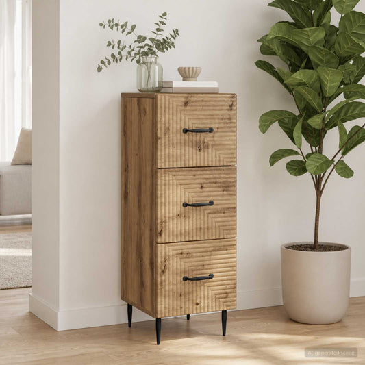 Drawer Cabinet 33 x 34.5 x 89.5 cm Engineered Wood Artisan Oak